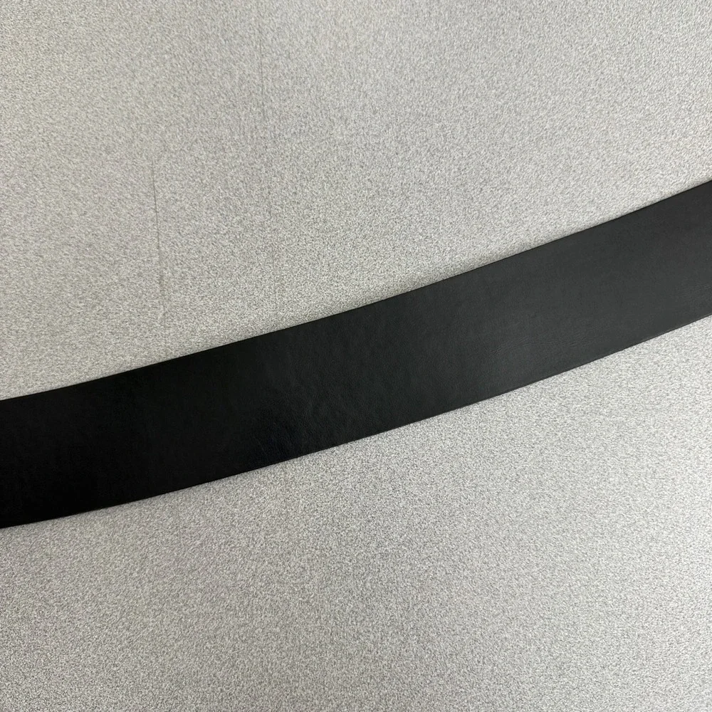 Sportmax Belt Womens 38 Black Leather Wide Strap Silver Buckle Made in Italy